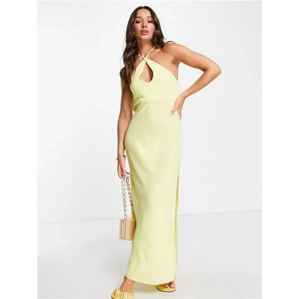 ASOS DESIGN Wrap Neck Maxi Dress with Thigh Split. Size 6